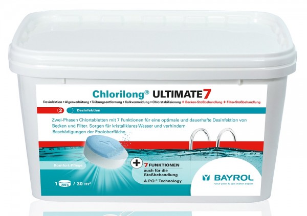 BAYROL Chlorilong Ultimate 7, Zwei-Phasen-Chlortabletten, 4,8 kg